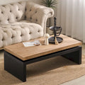 2-Tier Coffee Table Black & Natural Solid Wood - 47.6"L x 23.6"W x 16.3"H Versatile Living Room Table, Easy Assembly 10-15 Min