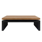 2-Tier Coffee Table Black & Natural Solid Wood - 47.6"L x 23.6"W x 16.3"H Versatile Living Room Table, Easy Assembly 10-15 Min