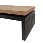 2-Tier Coffee Table Black & Natural Solid Wood - 47.6"L x 23.6"W x 16.3"H Versatile Living Room Table, Easy Assembly 10-15 Min