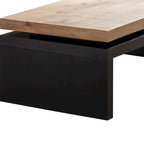 2-Tier Coffee Table Black & Natural Solid Wood - 47.6"L x 23.6"W x 16.3"H Versatile Living Room Table, Easy Assembly 10-15 Min