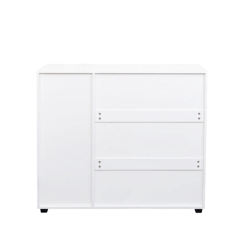 4-Tier Shoe Storage Cabinet with Louvered Doors - Adjustable Shelves, Freestanding Organizer, Particle Board & MDF Construction