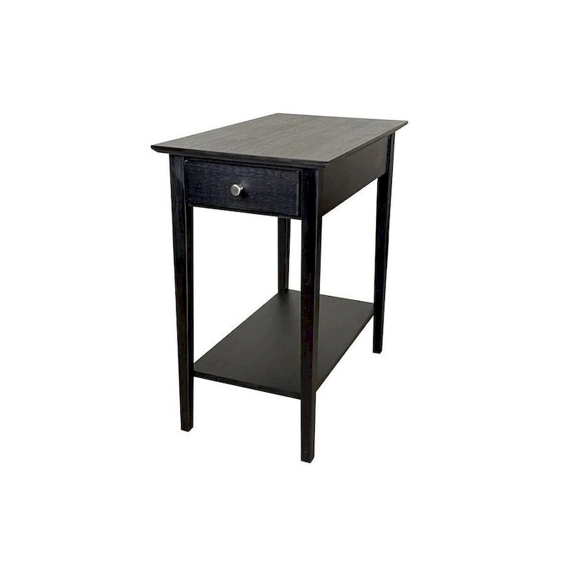 23"H Solid Bamboo End Table with Drawer - Mid-Century Style, 100lbs Capacity, Steel Brackets, Lower Shelf, Tapered Legs