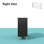 White Lacquer 6 Drawer Dresser with Gold Metal Handles & Legs - Modern Bedroom Storage Cabinet, MDF Construction, Easy Assembly