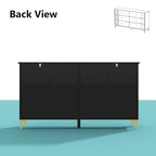 White Lacquer 6 Drawer Dresser with Gold Metal Handles & Legs - Modern Bedroom Storage Cabinet, MDF Construction, Easy Assembly