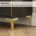 White Lacquer 6 Drawer Dresser with Gold Metal Handles & Legs - Modern Bedroom Storage Cabinet, MDF Construction, Easy Assembly