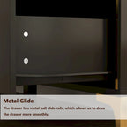 White Lacquer 6 Drawer Dresser with Gold Metal Handles & Legs - Modern Bedroom Storage Cabinet, MDF Construction, Easy Assembly