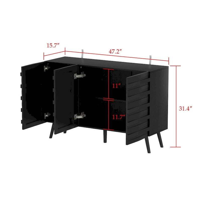 Elegant Black Buffet Cabinet Spacious Storage Organizer Dresser