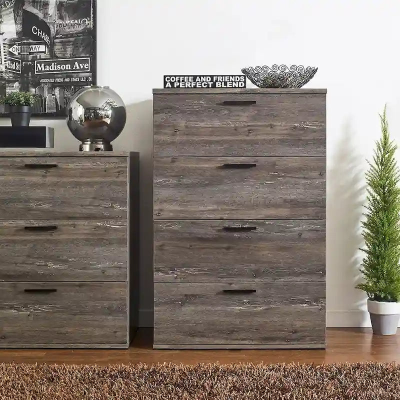 Farmhouse 4-Drawer Jumbo Chest - Extra Deep Storage, Water & Scratch Resistant, E0 Eco-Friendly Board, Rustic Modern Style