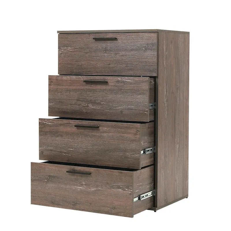 Farmhouse 4-Drawer Jumbo Chest - Extra Deep Storage, Water & Scratch Resistant, E0 Eco-Friendly Board, Rustic Modern Style