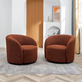 Swivel Accent Barrel Chair Set of 2 34"W Upholstered 360° Rotation Solid Wood Frame No Assembly Modern
