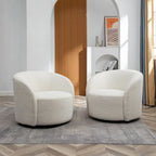 Swivel Accent Barrel Chair Set of 2 34"W Upholstered 360° Rotation Solid Wood Frame No Assembly Modern