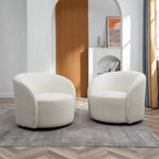 Swivel Accent Barrel Chair Set of 2 34"W Upholstered 360° Rotation Solid Wood Frame No Assembly Modern