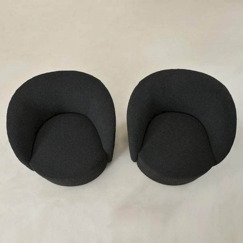 Swivel Accent Barrel Chair Set of 2 34"W Upholstered 360° Rotation Solid Wood Frame No Assembly Modern