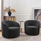 Swivel Accent Barrel Chair Set of 2 34"W Upholstered 360° Rotation Solid Wood Frame No Assembly Modern