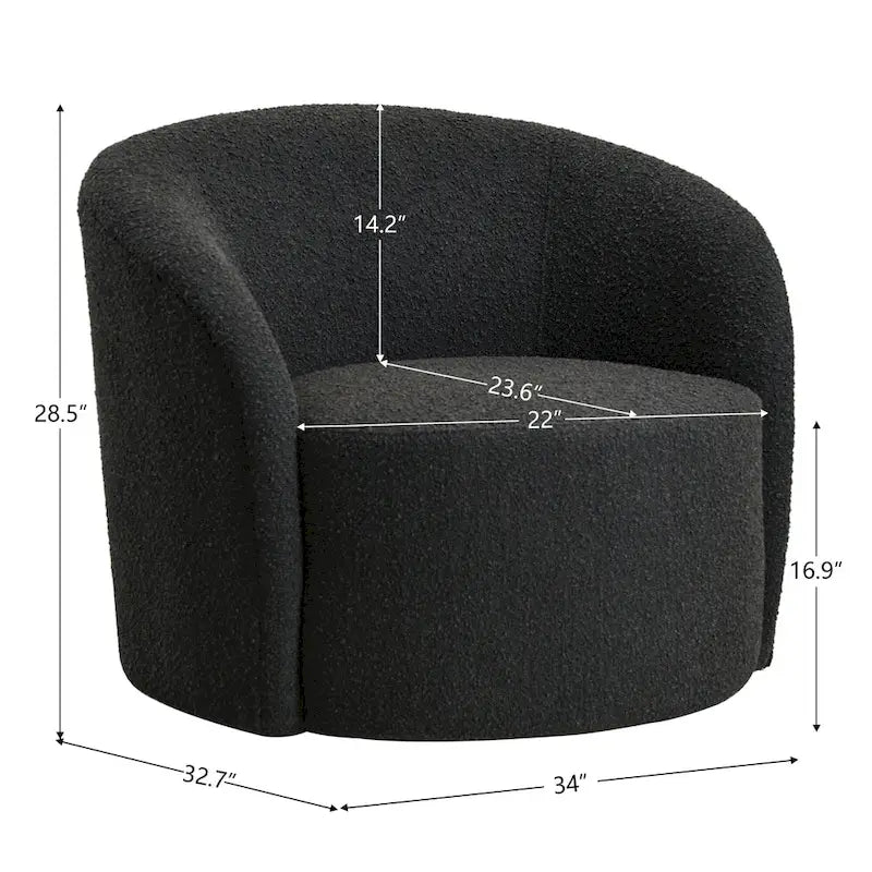 Swivel Accent Barrel Chair Set of 2 34"W Upholstered 360° Rotation Solid Wood Frame No Assembly Modern