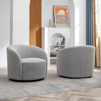 Swivel Accent Barrel Chair Set of 2 34"W Upholstered 360° Rotation Solid Wood Frame No Assembly Modern