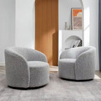 Swivel Accent Barrel Chair Set of 2 34"W Upholstered 360° Rotation Solid Wood Frame No Assembly Modern