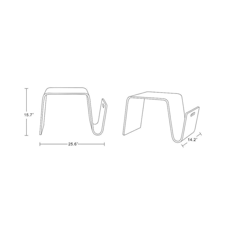 25.6" Mid-Century Modern End Table - Ashwood Veneer, Magazine Storage Shelf, Cut-Out Handle, Fully Assembled, Living Room Furniture