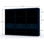 Modern 3-Sectional Wardrobe Closet Set - 6 Drawers, 12 Cubbies, Soft Close Doors, 107.94"L x 81.3"H x 21.65"D Storage System