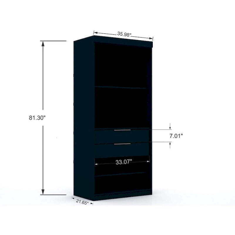 Modern 3-Sectional Wardrobe Closet Set - 6 Drawers, 12 Cubbies, Soft Close Doors, 107.94"L x 81.3"H x 21.65"D Storage System