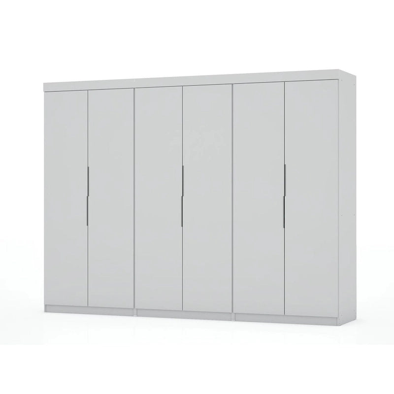 Modern 3-Sectional Wardrobe Closet Set - 6 Drawers, 12 Cubbies, Soft Close Doors, 107.94"L x 81.3"H x 21.65"D Storage System