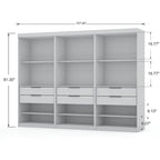 Modern 3-Sectional Wardrobe Closet Set - 6 Drawers, 12 Cubbies, Soft Close Doors, 107.94"L x 81.3"H x 21.65"D Storage System