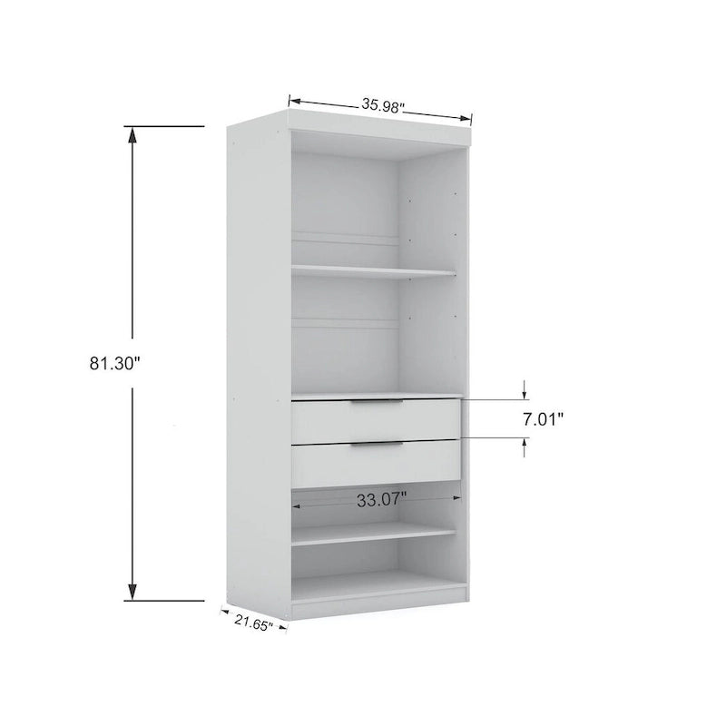 Modern 3-Sectional Wardrobe Closet Set - 6 Drawers, 12 Cubbies, Soft Close Doors, 107.94"L x 81.3"H x 21.65"D Storage System