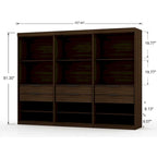 Modern 3-Sectional Wardrobe Closet Set - 6 Drawers, 12 Cubbies, Soft Close Doors, 107.94"L x 81.3"H x 21.65"D Storage System
