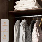 Modern Wooden Wardrobe Closet with 2 Doors, 2 Drawers & Hanging Rail - 70.9"H x 31.5"W x 19.1"D Storage Armoire