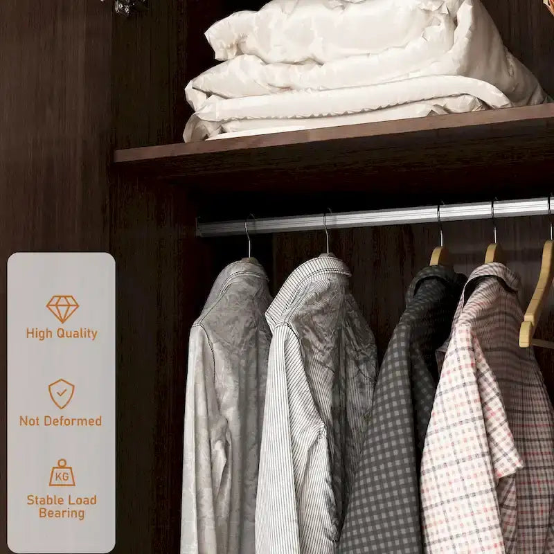 Modern Wooden Wardrobe Closet with 2 Doors, 2 Drawers & Hanging Rail - 70.9"H x 31.5"W x 19.1"D Storage Armoire