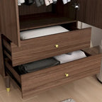 Modern Wooden Wardrobe Closet with 2 Doors, 2 Drawers & Hanging Rail - 70.9"H x 31.5"W x 19.1"D Storage Armoire