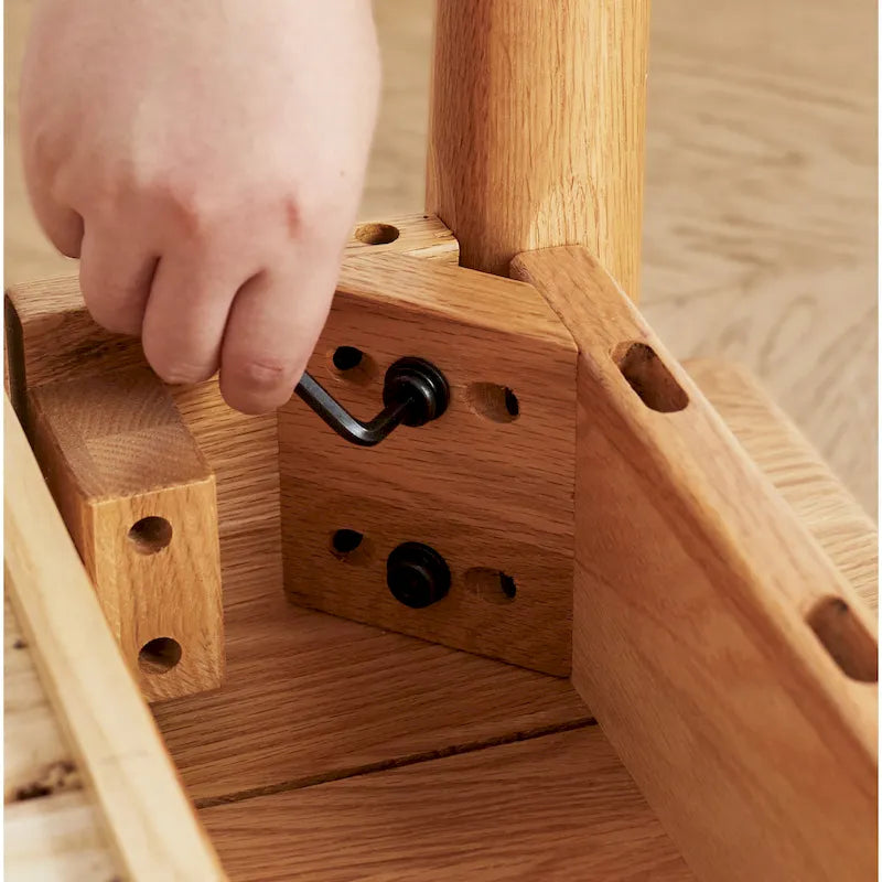 100% Solid Wood Computer Desk with Drawer & Cable Hole - 100cm x 50cm Natural Wood Grain, Ergonomic Arc Design, Easy Assembly