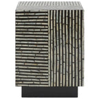 14" Square Stool with Mother-of-Pearl Tile Pattern - 14"W x 14"D x 19"H, Black Variegated, Coastal-Chic Modern Accent Table