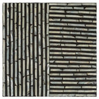 14" Square Stool with Mother-of-Pearl Tile Pattern - 14"W x 14"D x 19"H, Black Variegated, Coastal-Chic Modern Accent Table