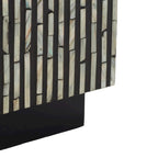 14" Square Stool with Mother-of-Pearl Tile Pattern - 14"W x 14"D x 19"H, Black Variegated, Coastal-Chic Modern Accent Table