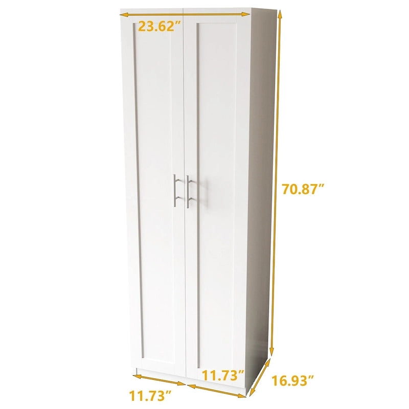 Modern Bedroom Wardrobe Armoire with 3 Shelves & 2 Doors - Particleboard MDF Storage Cabinet with Textured Veneer Finish