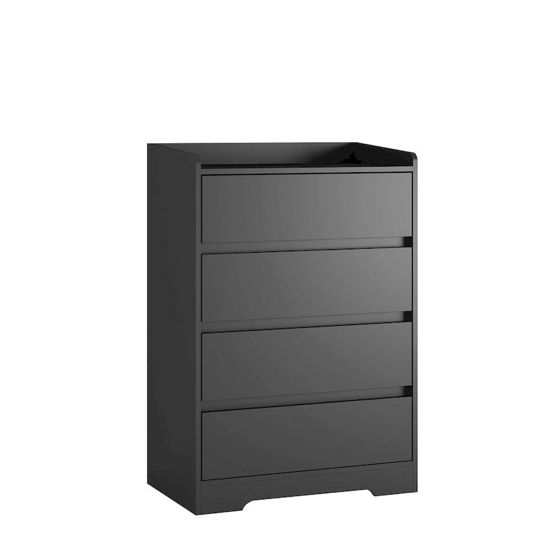 4 Drawer Handleless Dresser - 25.6"W x 15.8"D x 38.4"H Modern Freestanding Storage Chest, MDF Construction for Bedroom Office