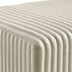 Accent Bench 48.3"W x 23.6"D x 18.1"H Wide Wale Corduroy Upholstery Metal Legs Modern Luxurious Cream Blue