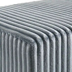 Accent Bench 48.3"W x 23.6"D x 18.1"H Wide Wale Corduroy Upholstery Metal Legs Modern Luxurious Cream Blue