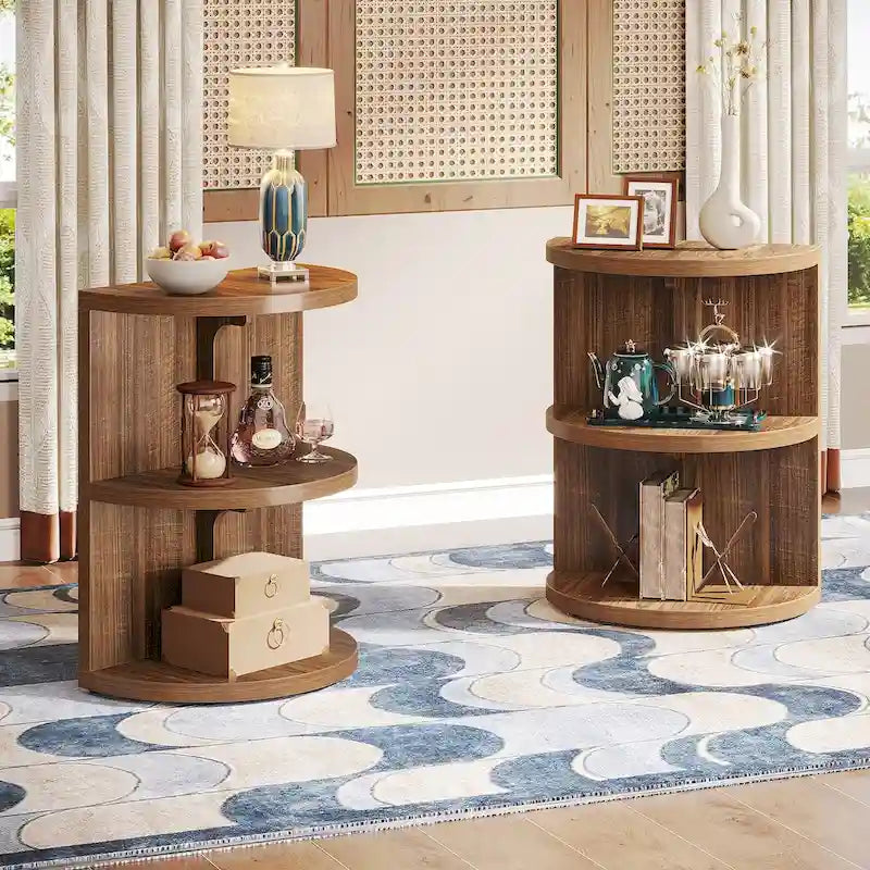 3-Tier Half-Moon End Table - Semi-Circular Space-Saving Design, Wall-Hugging Side Table, Living Room Accent Furniture, Easy Assembly