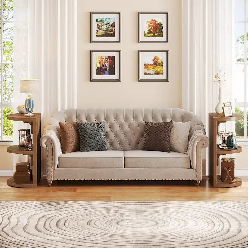 3-Tier Half-Moon End Table - Semi-Circular Space-Saving Design, Wall-Hugging Side Table, Living Room Accent Furniture, Easy Assembly